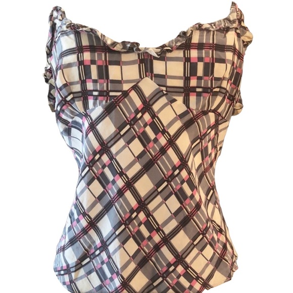 Y2K Silk Camisole Top by Selima (Optique) NYC in Pink, Gray & White, Medium - Picture 2 of 6
